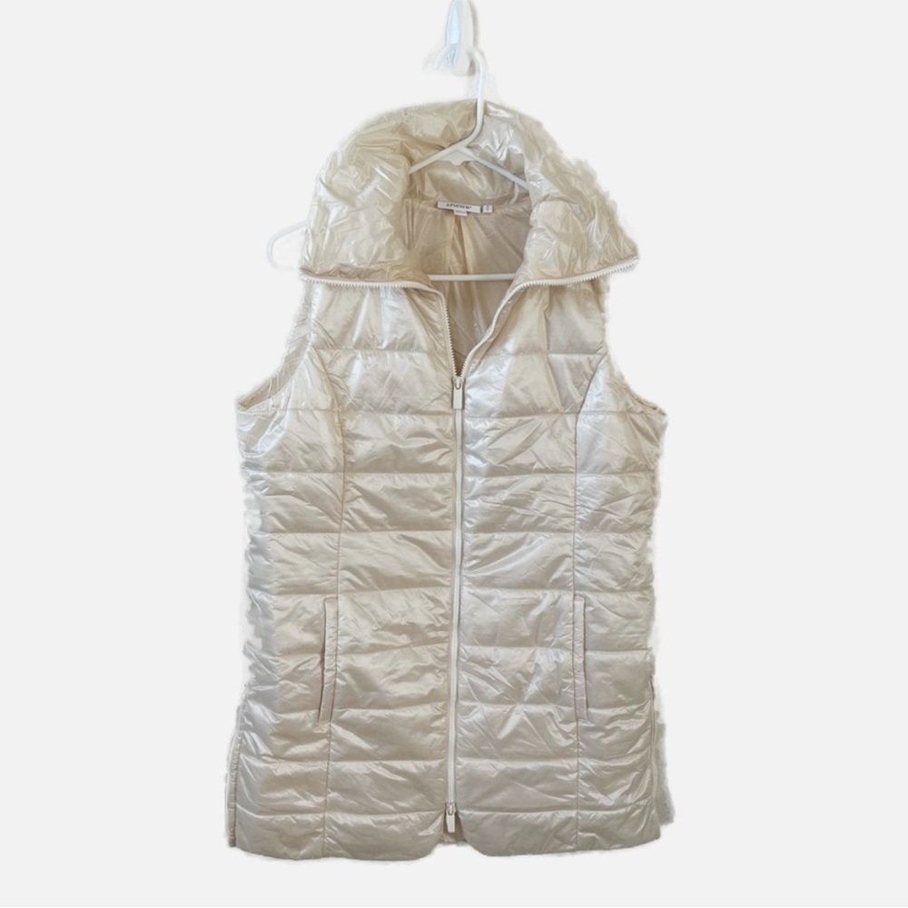 Chico’s Puffer Tunic Vest Cream Size S